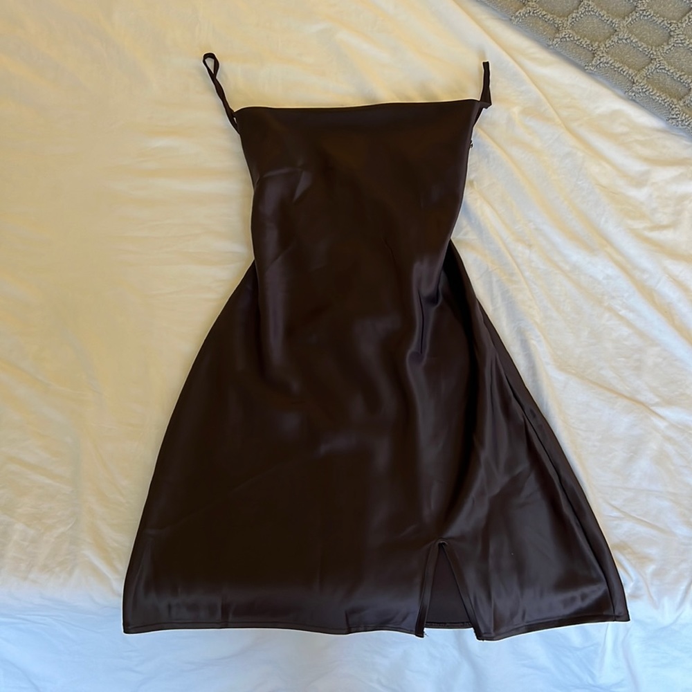 Brown leather Skater dress SHEIN. Size Small.